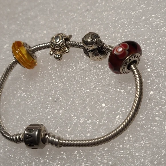 Vintage Pandora Charm Bracelet with Charms 925 - Picture 3 of 15